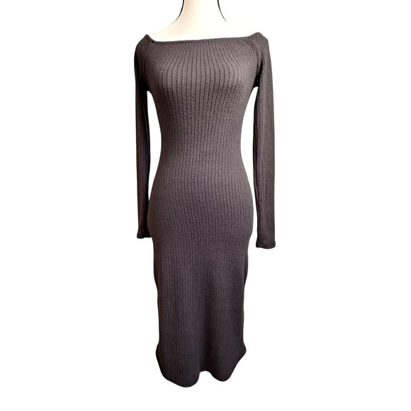 Urban outfitters Silence + Noise Womens Midi Dress Gray S Cosy Off Shoulder - Picture 2 of 15